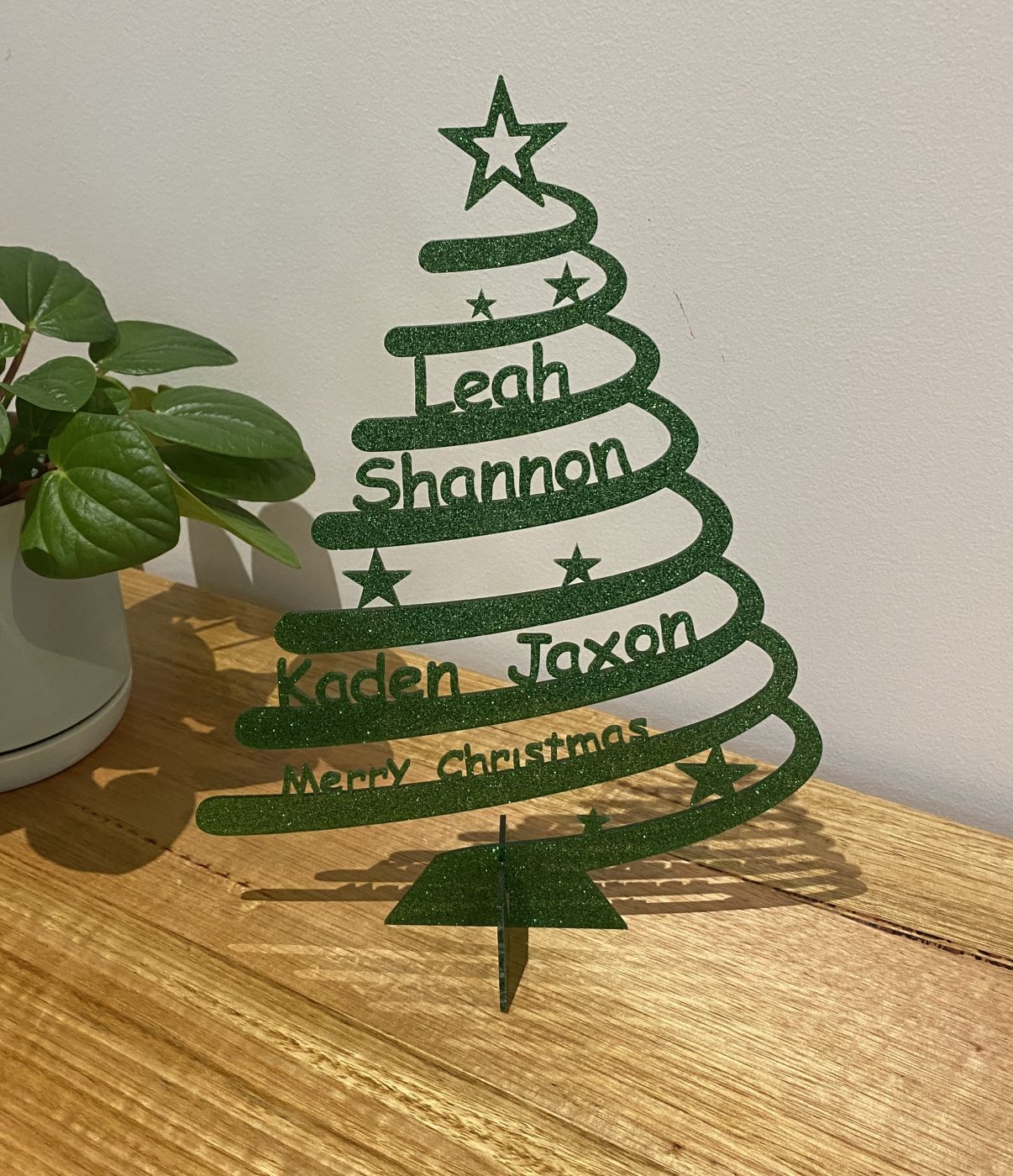 Personalised Family Name Christmas Tree Small Custom Laser